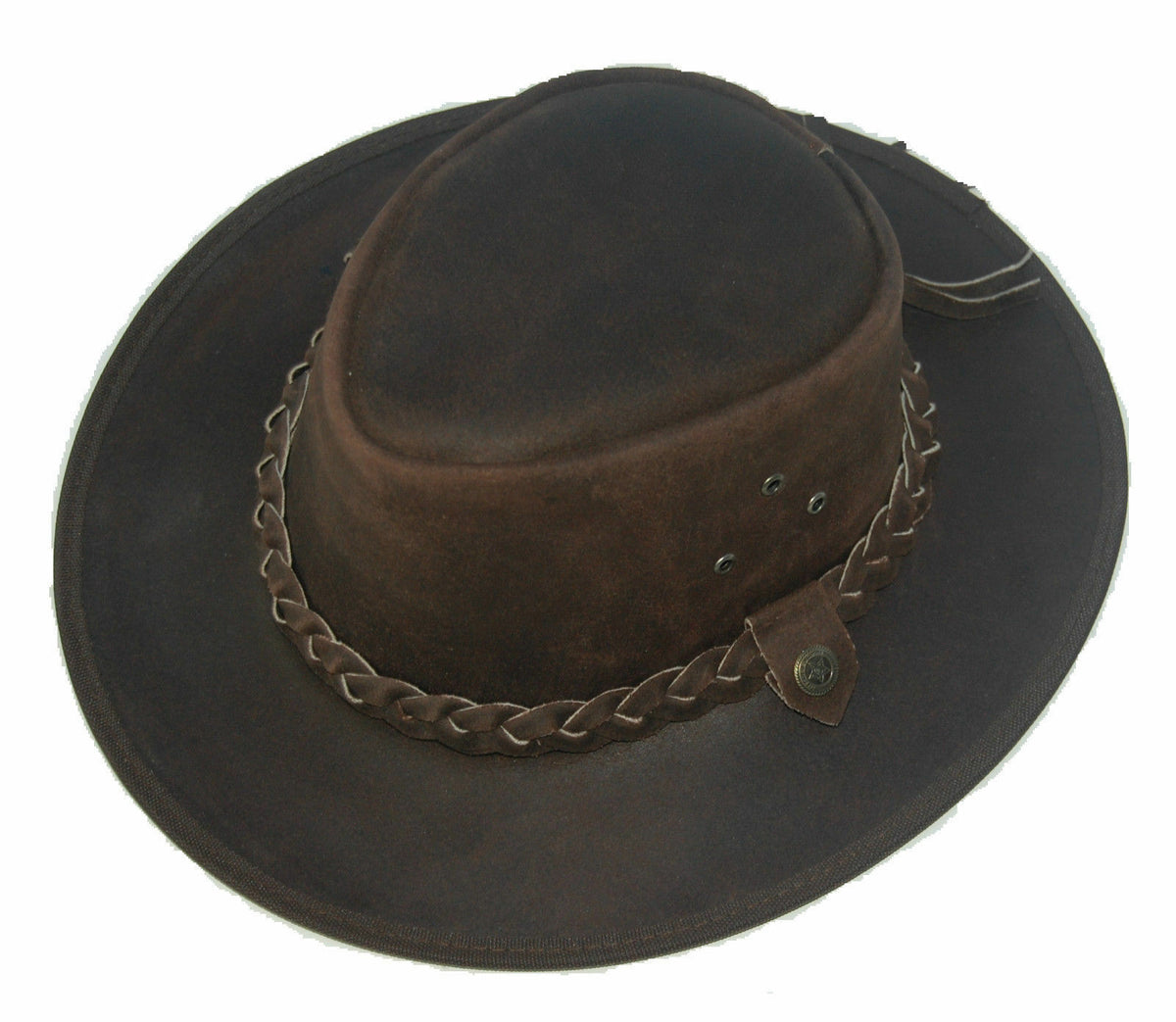 Kids Children's Brown Leather Bush Hat Cowboy Hat One Size