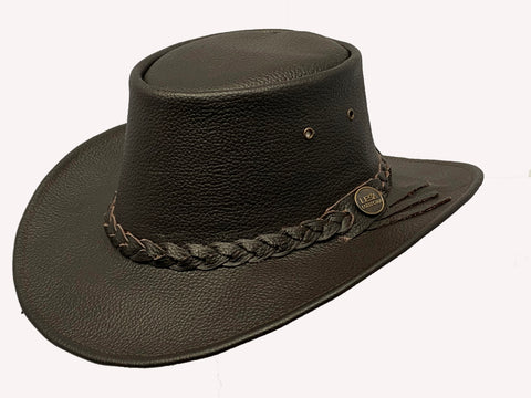 Australian Western Style Real Leather Crush able Bush Hat Cowboy Hat Brown - Lesa Collection