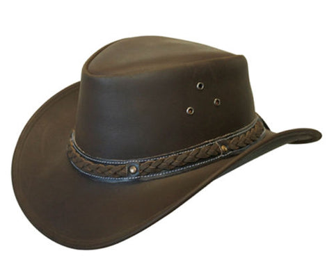 Oiled Leather Kids Hat Aussie Bush Style Classic Western Outback Girls/Boy Kids Hat - Lesa Collection