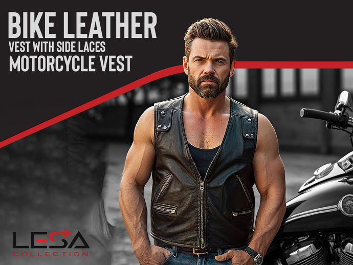 Bike Leather Vest with Side Laces | Motorcycle Vest