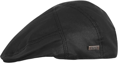 Men's Waxed Cotton Flat Cap Classic Peaky Style Hunting Hat Black