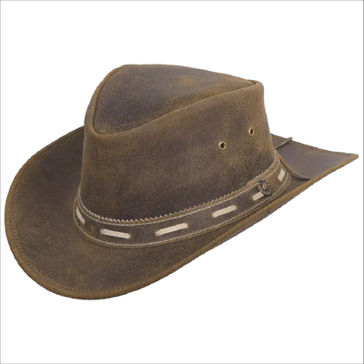 Kids Outback Bush Hat Brown Leather Cowboy Hat Children's Fancy Dress XS