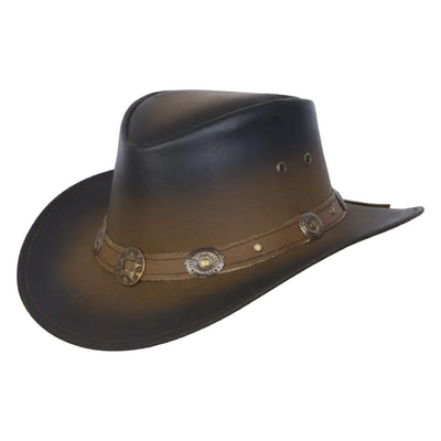 New Leather Cowboy Western Aussie Style Hat Conchos