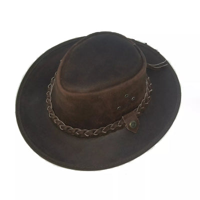 Australian Leather Western Cowboy Outback Style Vintage Brown Hat Unisex