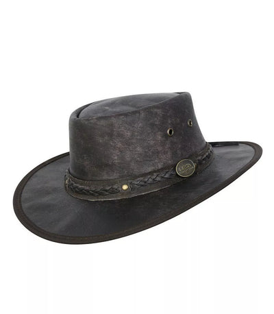 New Kids Real Distressed Leather Foldaway Australian Style Bush Hat