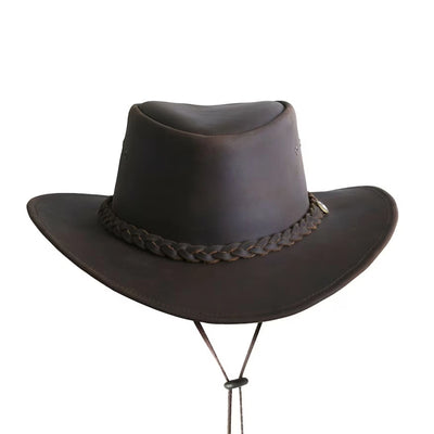 Real Oily Leather Cowboy Bush Hat Western Aussie Style Leather Hat