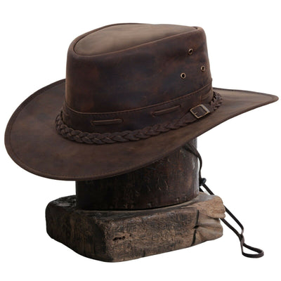 Leather Cowboy hat Genuine leather Hat Wide Brim western Hat Men Aussie style