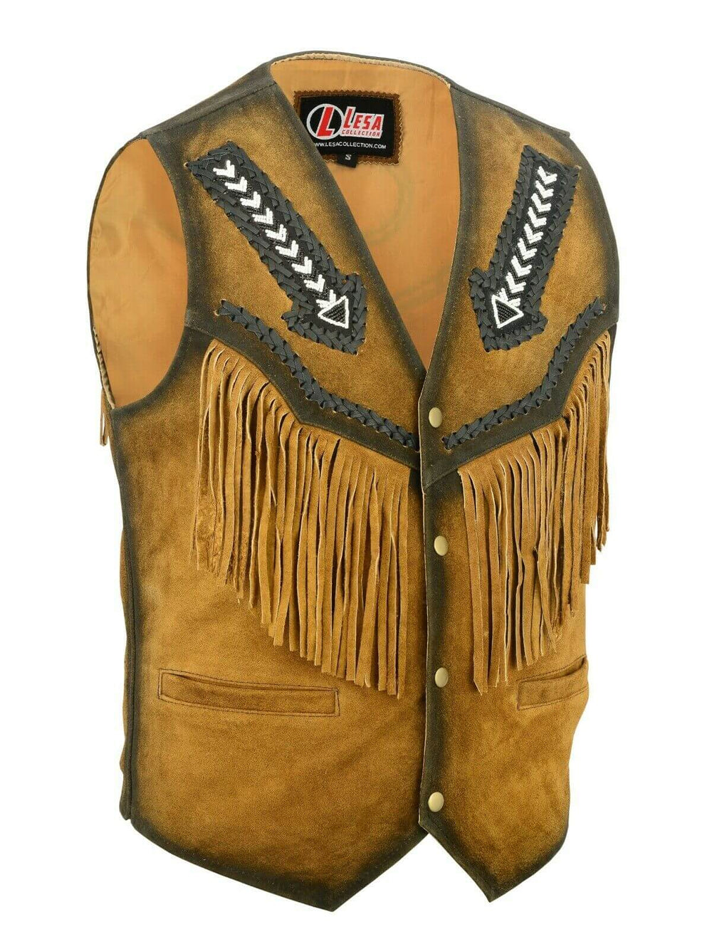 Man Rodeo Jacket Men Tan Brown Suede Leather Western Cowboy Jacket With Fringe Native A ...