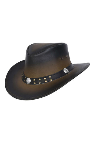 Leather Cowboy Bush Hat Western style Australian Style Hat - Lesa Collection