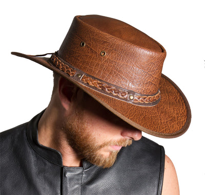 Genuine Full Leather Foldable Cowboy Hat For Men & Women By Lesa Collection - Lesa Collection