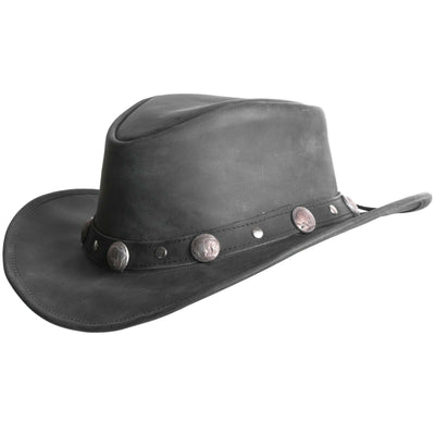 Cowboy Western Style Leather Hat Black Quality Leather Hat