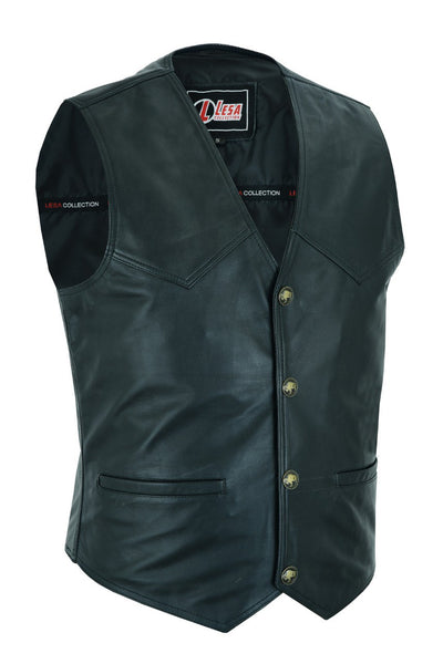 New Leather Motorcycle Biker Style Waistcoat Vest Black Fashion