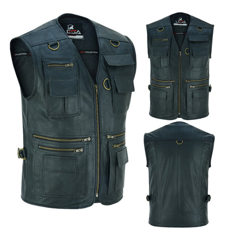 Men's Genuine Leather Sale CUTAWAY WAISTCOAT Open Front – Luxurena Leather