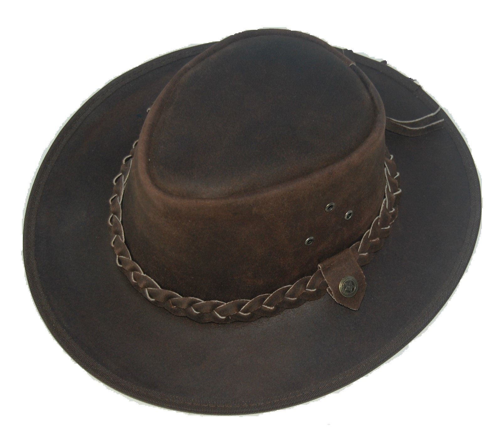 Leather Cowboy Western Aussie Style Bush Hat Brown – Lesa Collection