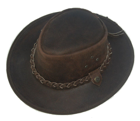 Leather Cowboy Western Aussie Style Bush Hat Brown - Lesa Collection