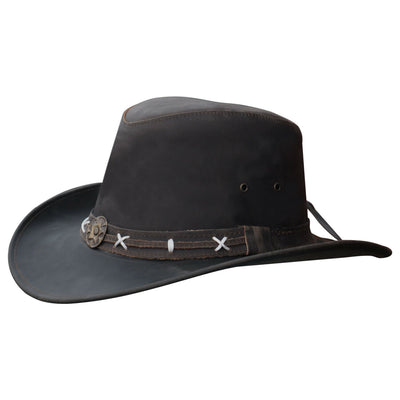 Australian Leather Top Grain Quality Brown Leather Western Cowboy Bush Hat