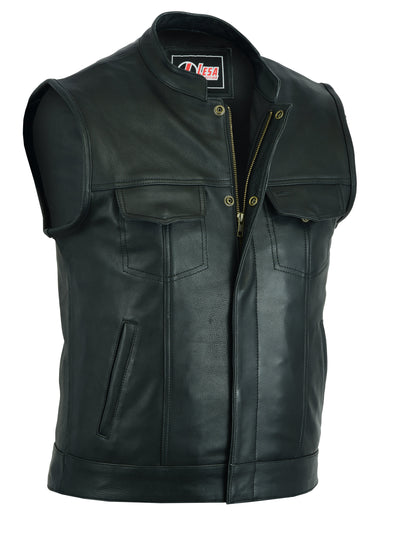 Real Leather Motorbike Cut off Vest With Chrome Biker Sons of 